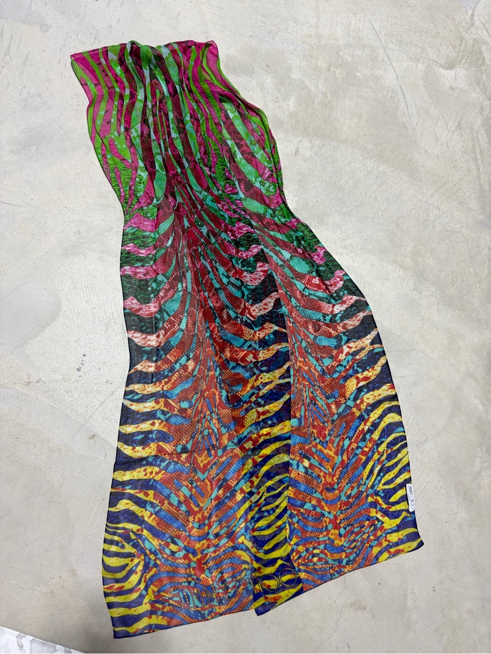 Jimmy Choo Multicolor Zebra-Stripe silk Scarf